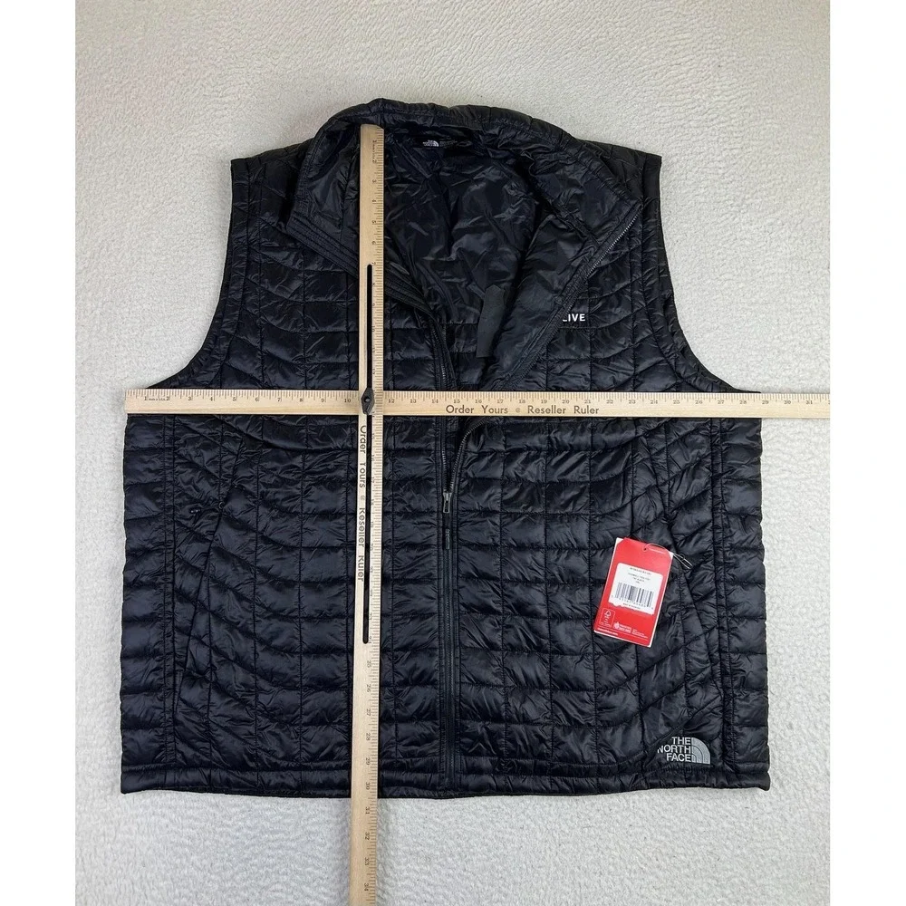 The North Face Vest Mens 3XL Black Thermoball Trek Quilted Full Zip Logo NEW